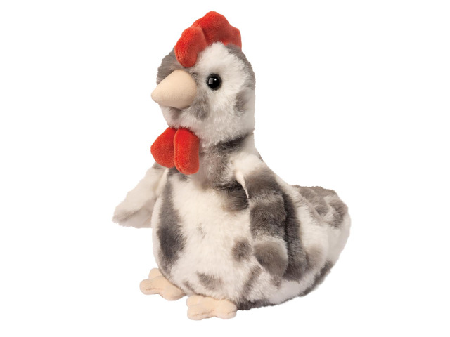 Rockie Soft Gray and White Spotted Chicken Mini Plush Stuffed Animal Toy, 7 Inch