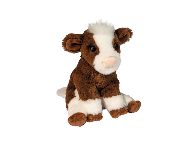 Douglas Mini Bessie Dark Brown and White Cow Plush Stuffed Animal, 6' sitting