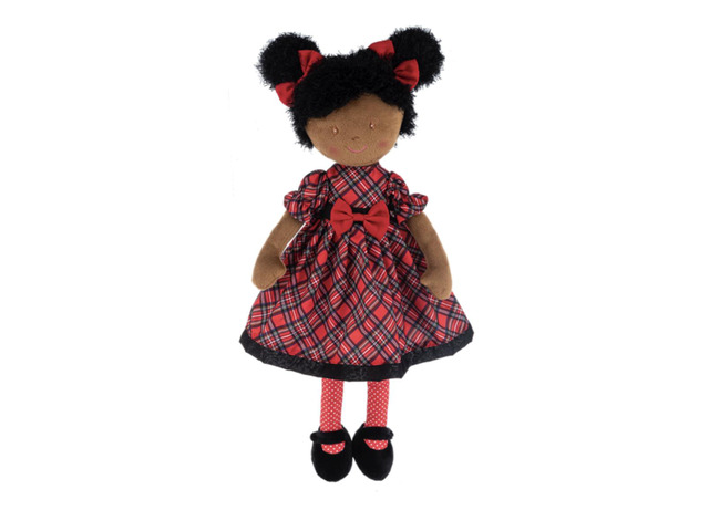 Ganz Natalia Rag Doll with Brown Skin and Black Curly Hair, 20' H