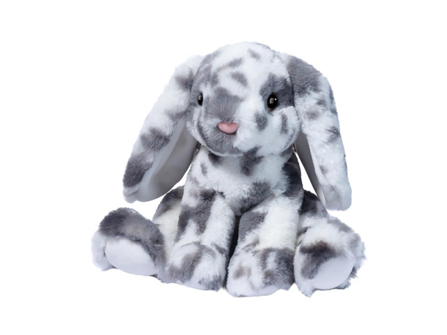 Douglas Toys Bouncie Soft Gray Spotted Bunny Stuffed Animal Toy, 8' sitting