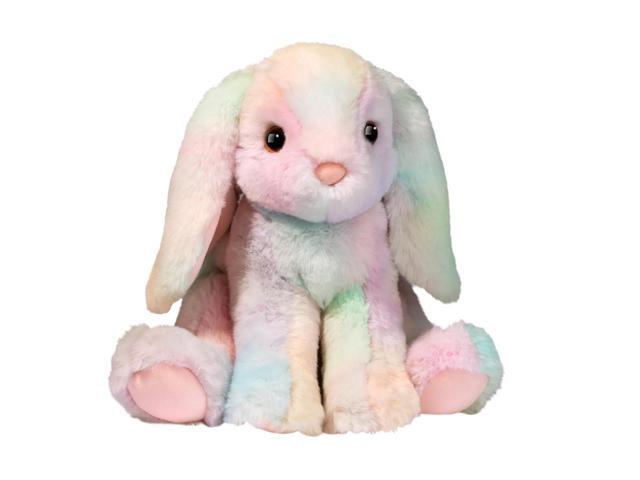 Douglas Toys Sweetie Soft Rainbow Bunny Stuffed Animal Toy, 8' sitting