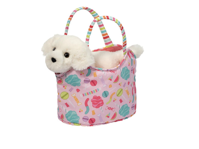 Douglas Pals Candy Pop Sassy Sak Tote w White Retriever Stuffed Animal Toy, 7'