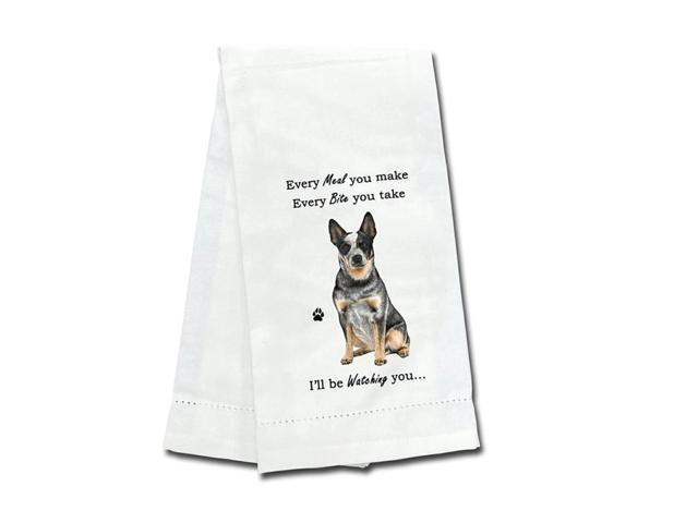 E & S Pets 711-90 Australian Cattle Dog Kitchen Towel, Off-white