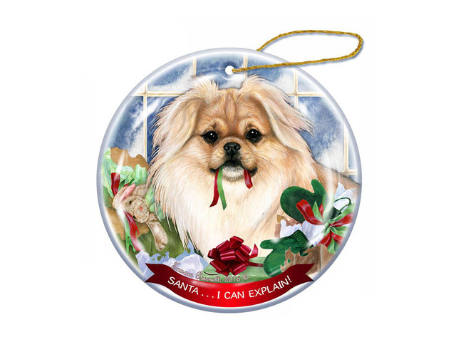 Tibetan Spaniel Cream Dog Porcelain Ornament Pet Gift 'Santa. I Can Explain!'