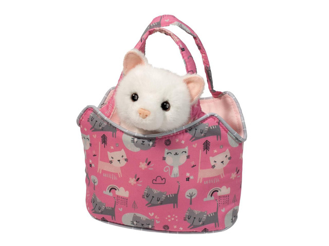 Douglas Purr-Fect Pals Sassy Sak Tote w White Cat Plush Stuffed Animal Toy, 7'