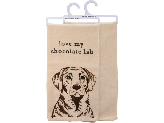 Primitives by Kathy 113202 Kitchen Towel I Love My Chocolate Lab, 28', Cotton