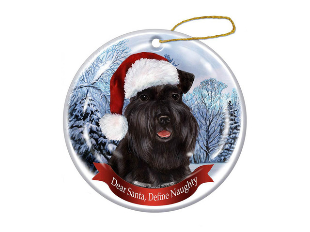 Holiday Pet Gifts Schnauzer (Uncropped) Black Santa Hat Dog Porcelain Ornament