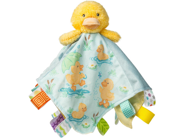 Taggies Stuffed Animal Plush Character Blanket, 13 x 13-In, Yellow Dunkin Duck