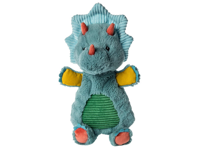 Mary Meyer Pebblesaurus Lovey Soft Toy, 13-Inches, Blue Triceratops Dinosaur