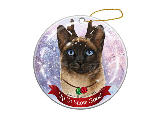 Holiday Pet Gifts Siamese Cat Porcelain Christmas Ornament