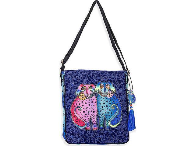 Women's Laurel Burch, Eros and Ellie Karakara Pups Dogs Crossbody, 12 x12.5'