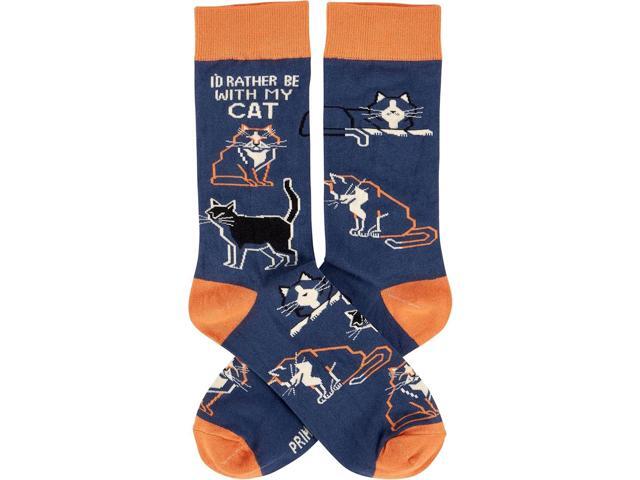 Primitives by Kathy - I'd Rather Be With My Cat Unisex Socks, One Size