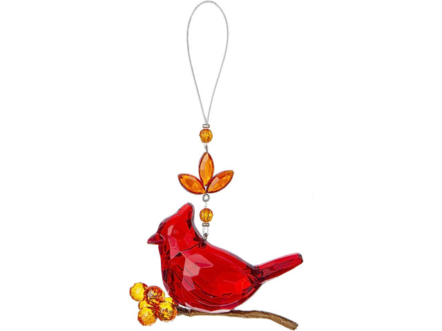 Ganz Autumn Cardinal Ornament, 3-inch Length, Acrylic and Iron