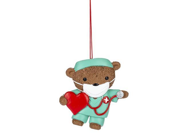 Ganz Healthcare Doctor Nurse Bear Ornament, Polyresin, 3.5 Inches