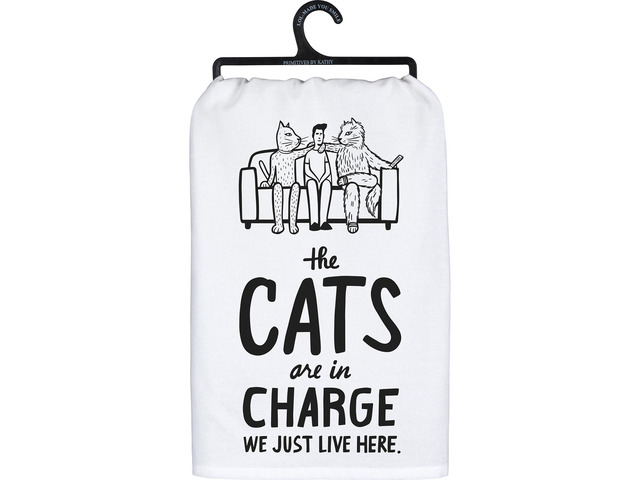 Primitves By Kathy Dish Towel, 28', The Cats are in Charge, We Just Live Here