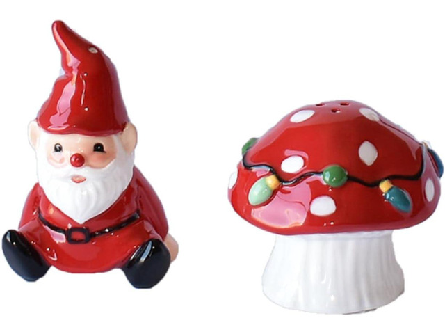 Ganz MX180554 Gnome with Mushroom Salt and Pepper Shaker, 5-inch, Set of 2