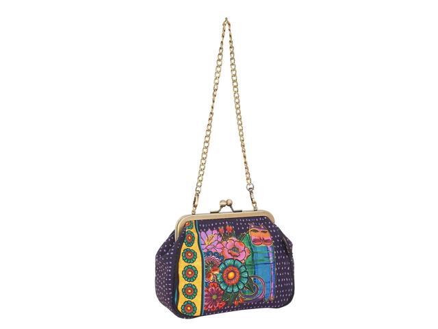 Laurel Burch Acacia Cat Clasp Purse with Shoulder Strap, 6 x 2.5 x 6