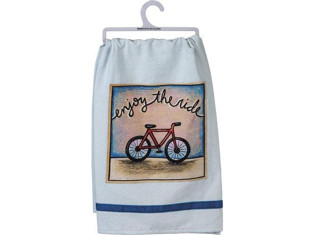 Primitives by Kathy Enjoy The Ride Bicycle Dish Towel