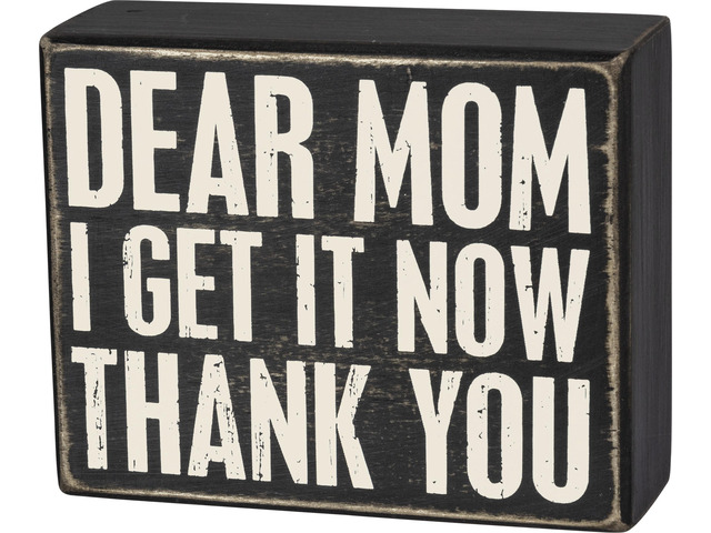 Primitives by Kathy Box Sign, Dear Mom I Get It Now, Thank You, 5x4 inches