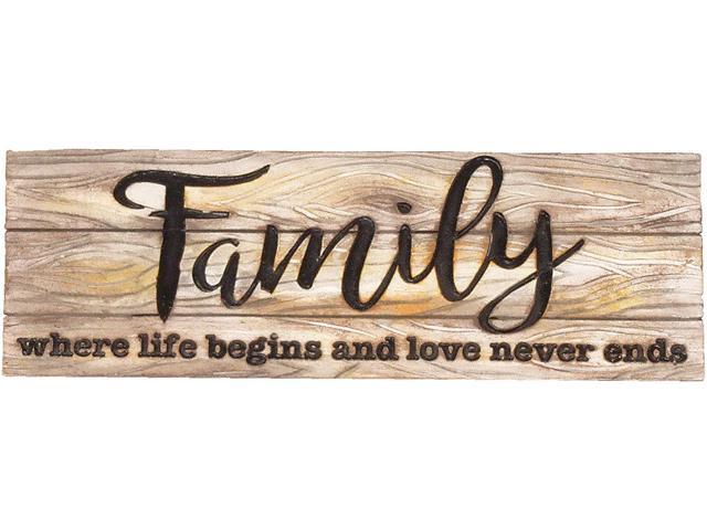 Spoontiques Family Where Life Begins & Love Never Ends Decorative Sign, 7.75'