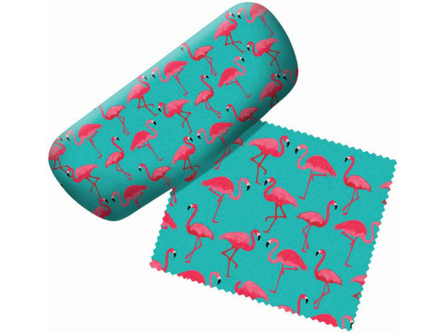 Spoontiques Padded Eye Glass Case and Lens Cloth - Flamingo