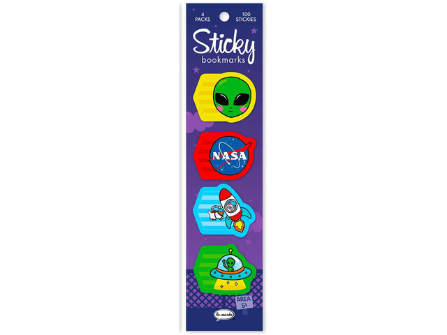 Re-Marks NASA, Alien, Spaceships 4 Pads of 25 Sticky Bookmarks