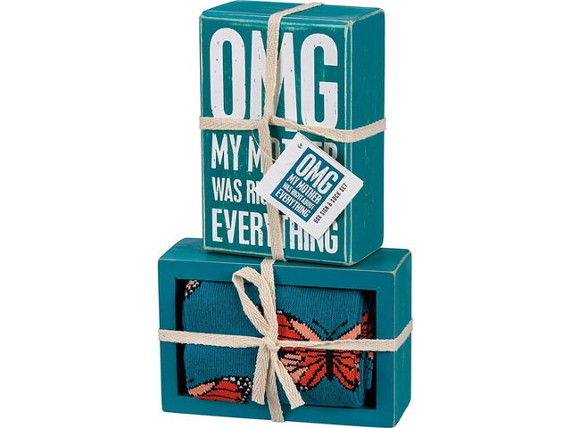 Primitives by Kathy Omg My Mom Was Right About Everything Sign And Sock Gift Set