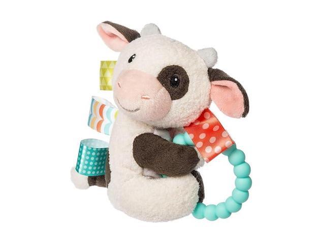 Taggies Soft Baby Rattle with Teether Ring and Sensory Tags, 6', Buttercup Cow