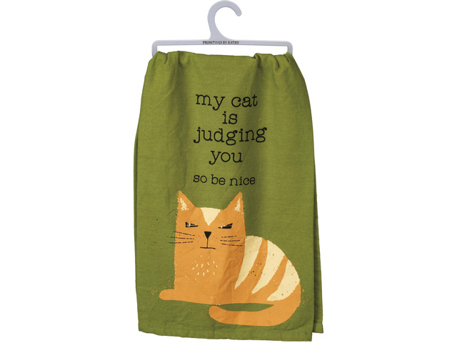 Primitives by Kathy Dish Towel - My Cat is Judging You So Be Nice