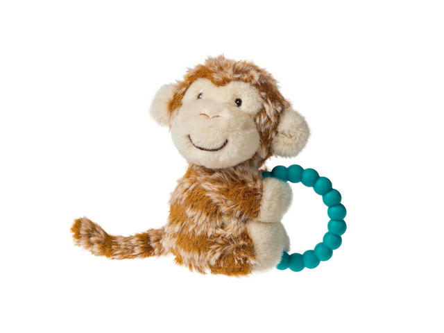Mary Meyer Soft Baby Rattle with Soothing Teether Ring, 6-Inches, Afrique Monkey