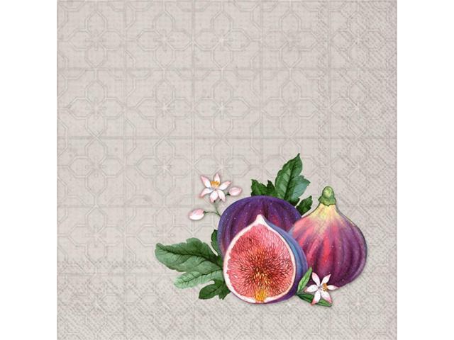 Boston International 5 x 5 in. Paper Cocktail Napkin Figs Figues Grey - 20 count