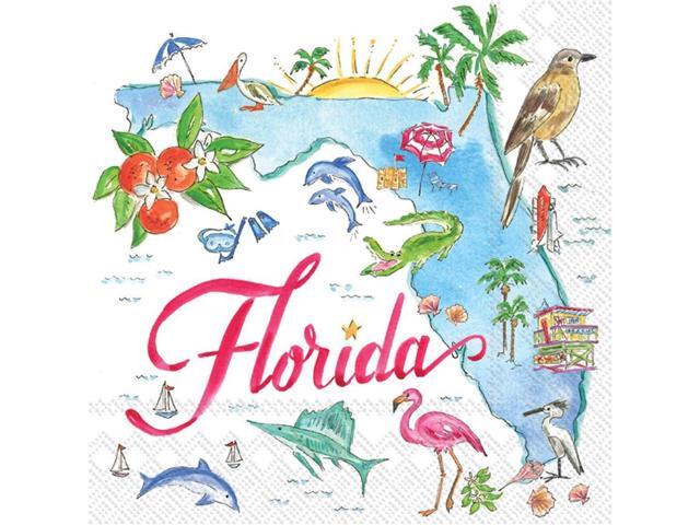Boston International 5 x 5 in. Paper Cocktail Napkin Florida - Pack of 20
