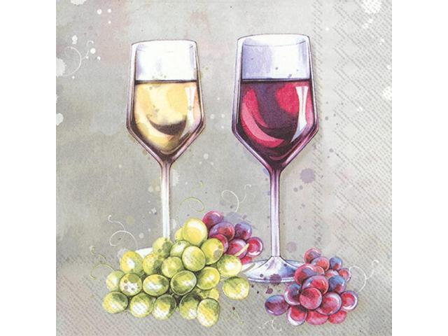 Boston International 5 x 5 in Paper Cocktail Napkin Red & White Wine Pack of 20