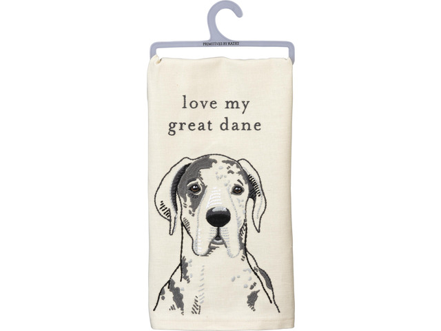 Primitives by Kathy Love My Great Dane Dish Towel, 26'