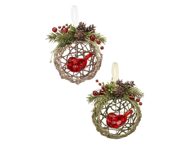 Ganz Kissing Krystals Mistletoe Twine Nest Ornaments Set of 2