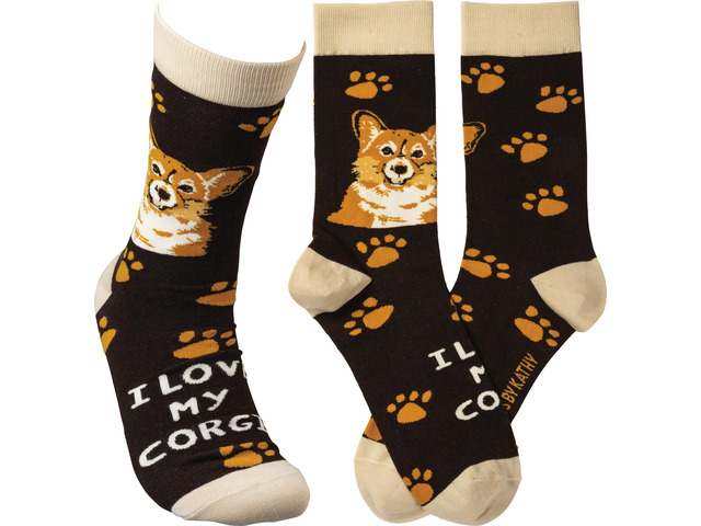 Primitives By Kathy Socks - I Love My Corgi