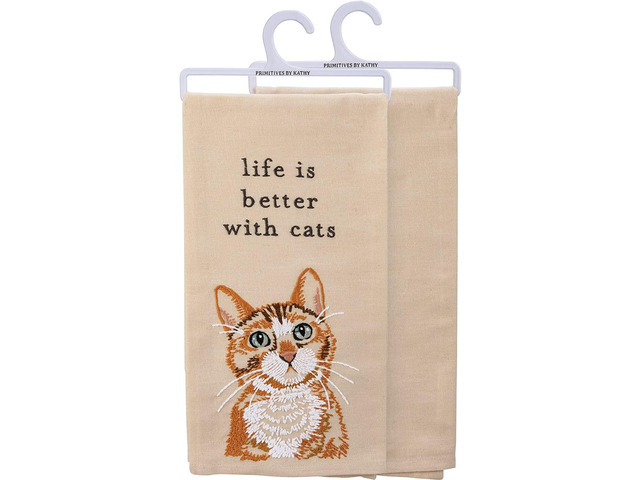 Primitives by Kathy 113046 Kitchen Towel Life is Better with Cats