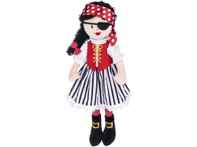 Ganz Shimmer Pirate Priscilla Rag Doll with Black Hair and Eye Patch, 20-inches
