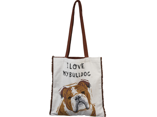 Primitives By Kathy Market Shopping Tote - I Love My Bulldog