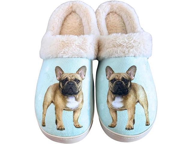 E & S Pets French Bulldog Snugg Slippers for Pet Lovers - Fuzzy Memory Foam, L/XL