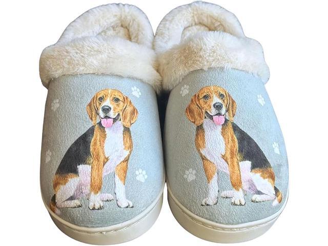 E & S Pets Beagle Snugg Slippers for Pet Lovers - Fuzzy Memory Foam, S/M