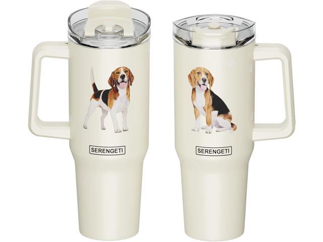 Serengeti 40 Oz Beagle Dog Stainless Steel Tumbler with Handle, Straw & Lid