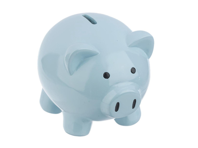 Ganz Blue Pig Money Bank, 6-inch Length, Pink, Polyresin
