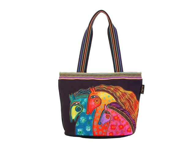 Laurel Burch Tres Caballos Horses Medium Shoulder Tote Bag, 14.5 x 6 x 10'