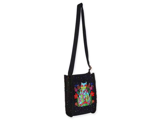 Laurel Burch Cat Flower Power Medium Crossbody, 10' x 2.5' x 7'
