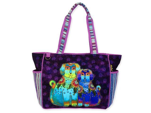Laurel Burch Amigos De Colores Dog Friends Large Shoulder Tote Bag, 19'x7'x12'