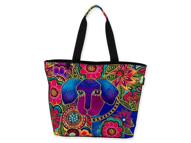 Laurel Burch Astra Bleu Pup Large Tote Dog Print Shoulder Bag, 19 x 5.5 x 14.5'