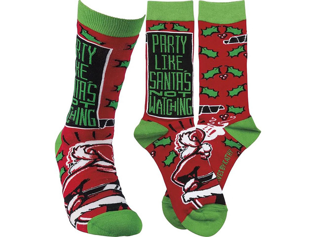 Primitives by Kathy Unisex Socks - Party Like Santa's Not Watching