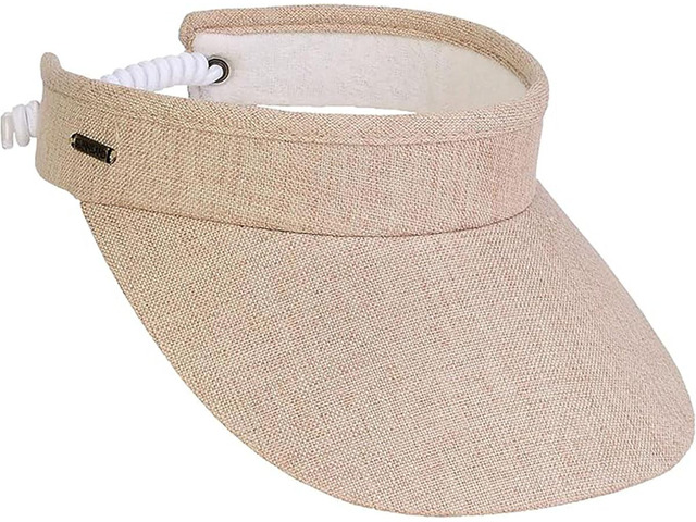 Sun N Sand Women's Adjustable Coil Visor UV 50, Brim 3.5', Solid Beige
