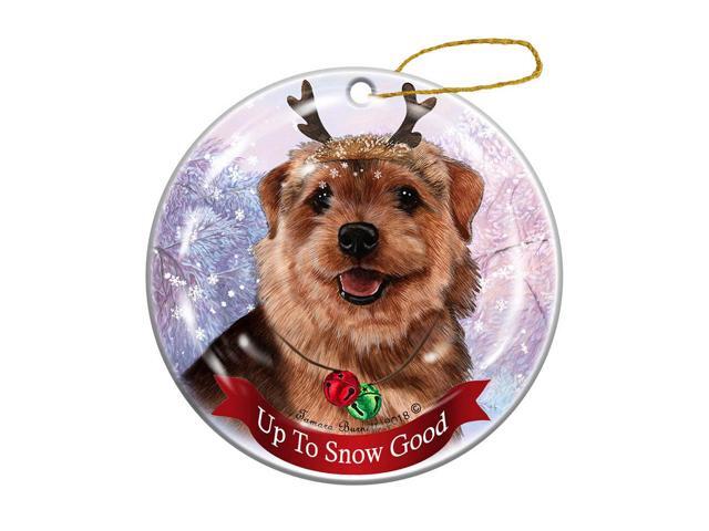Holiday Pet Gifts Norfolk Terrier Grizzle Dog Porcelain Christmas Ornament